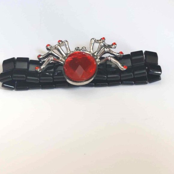 Spider Stretch Metal Bracelet Red Rhinestone With Black Gothic Costume - Picture 3 of 7